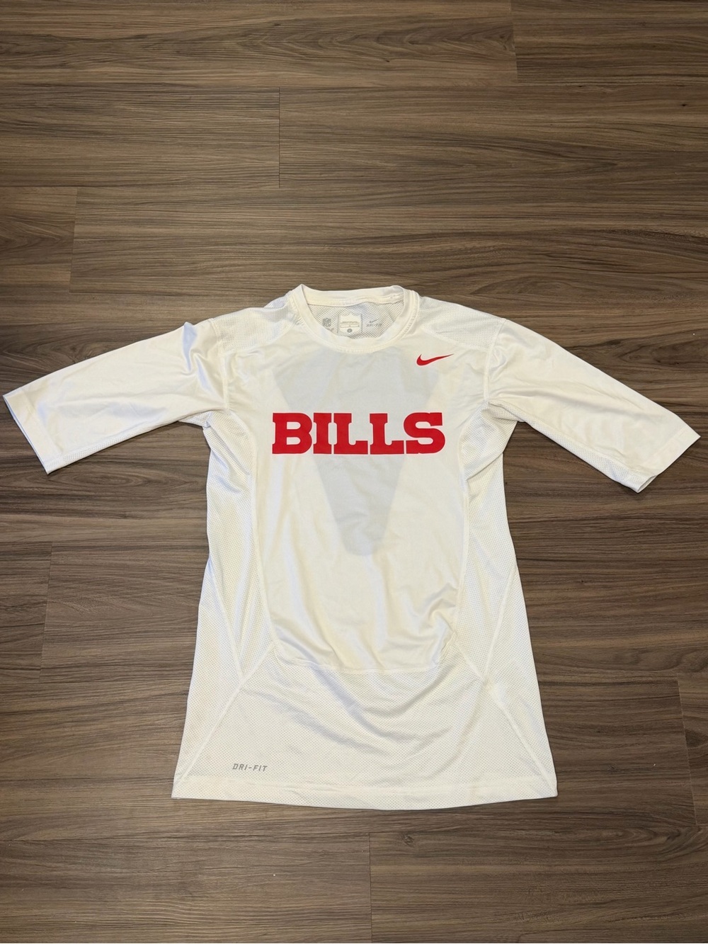 Nike White and Red BILLS Short Sleeve Performance Shirt